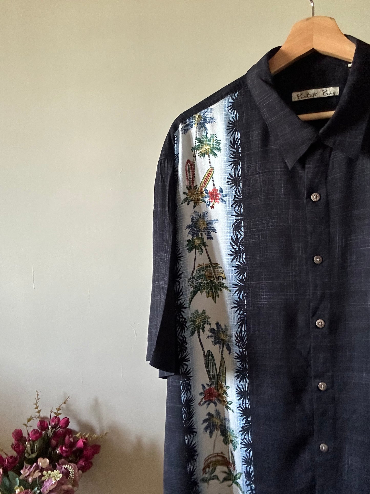 Vintage Batik Bay Shirt With Beach Essentials Print