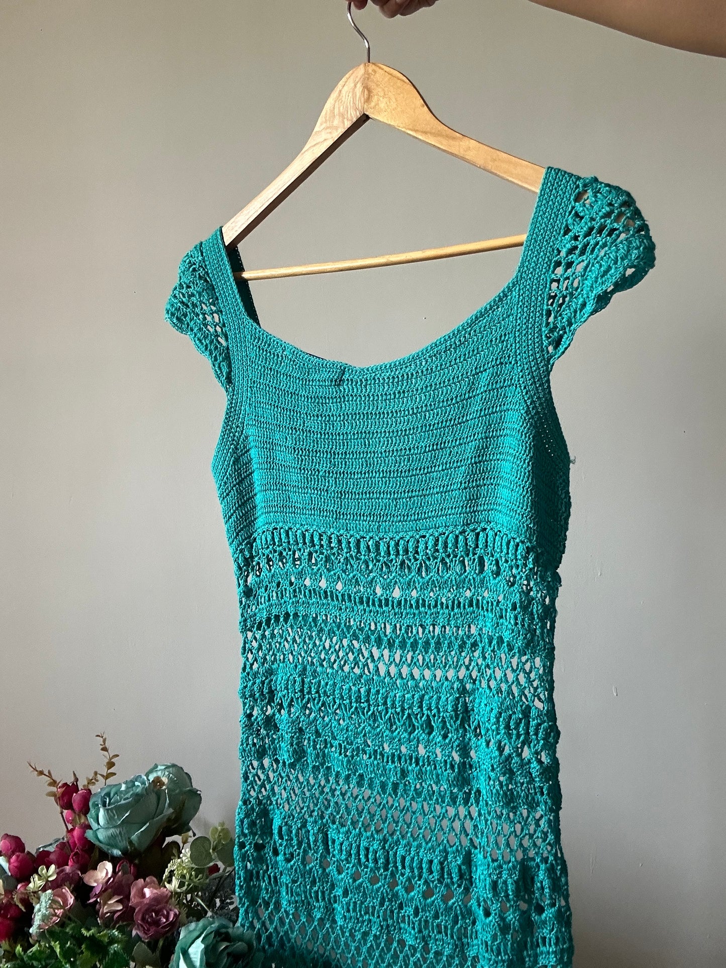 Vintage Crochet Breaded Neckline Dress By EGOIST