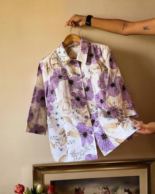 Alia Vintage Floral Print And Embroidery Shirt