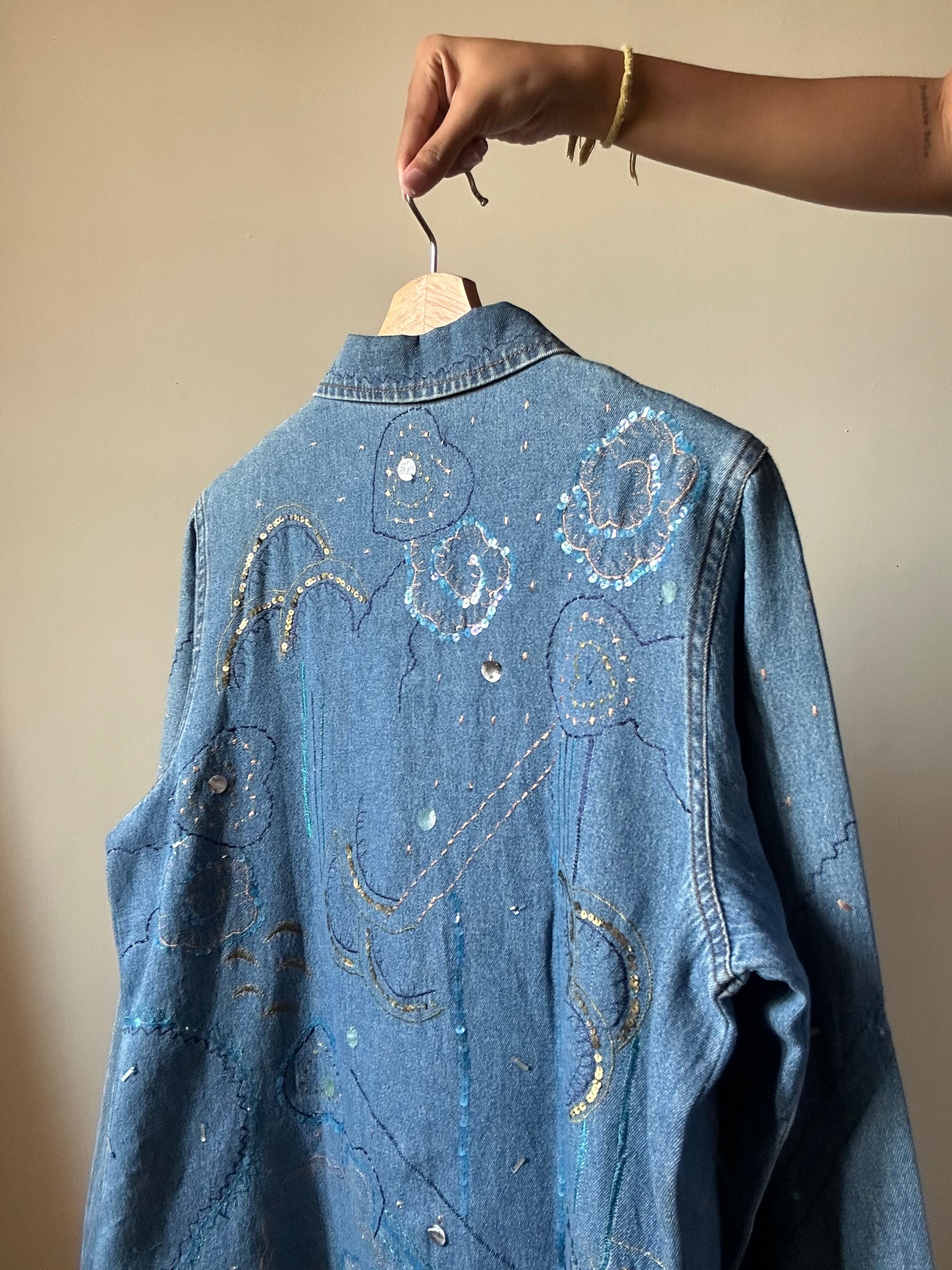 Vintage Tanjay Embroidered And Patchwork Detail Denim Jacket