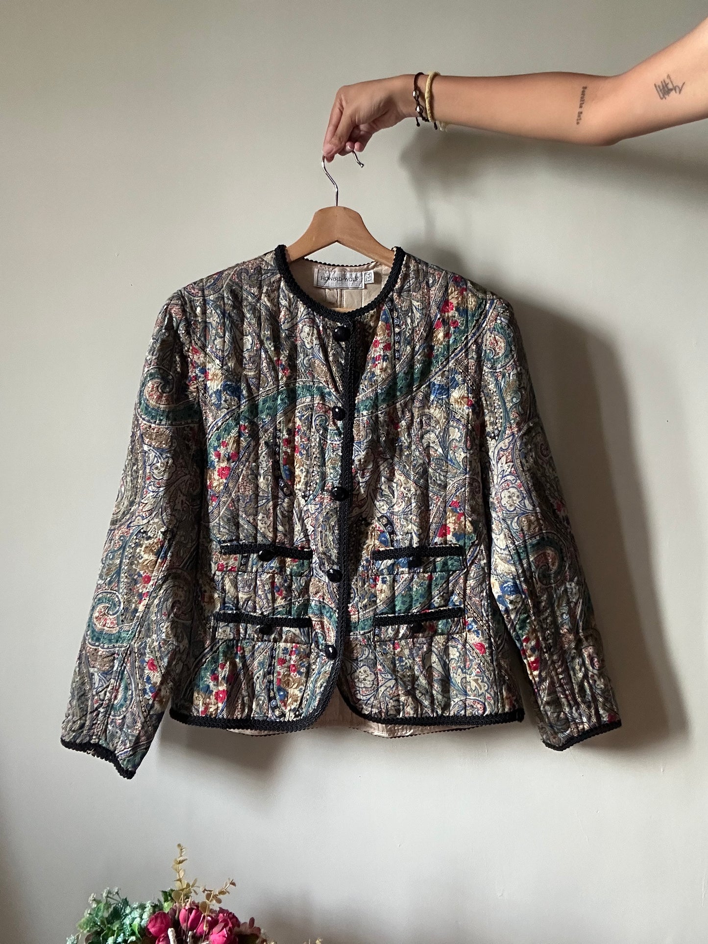 Howard Wolf Vintage Silk Print And Quilted Shaket