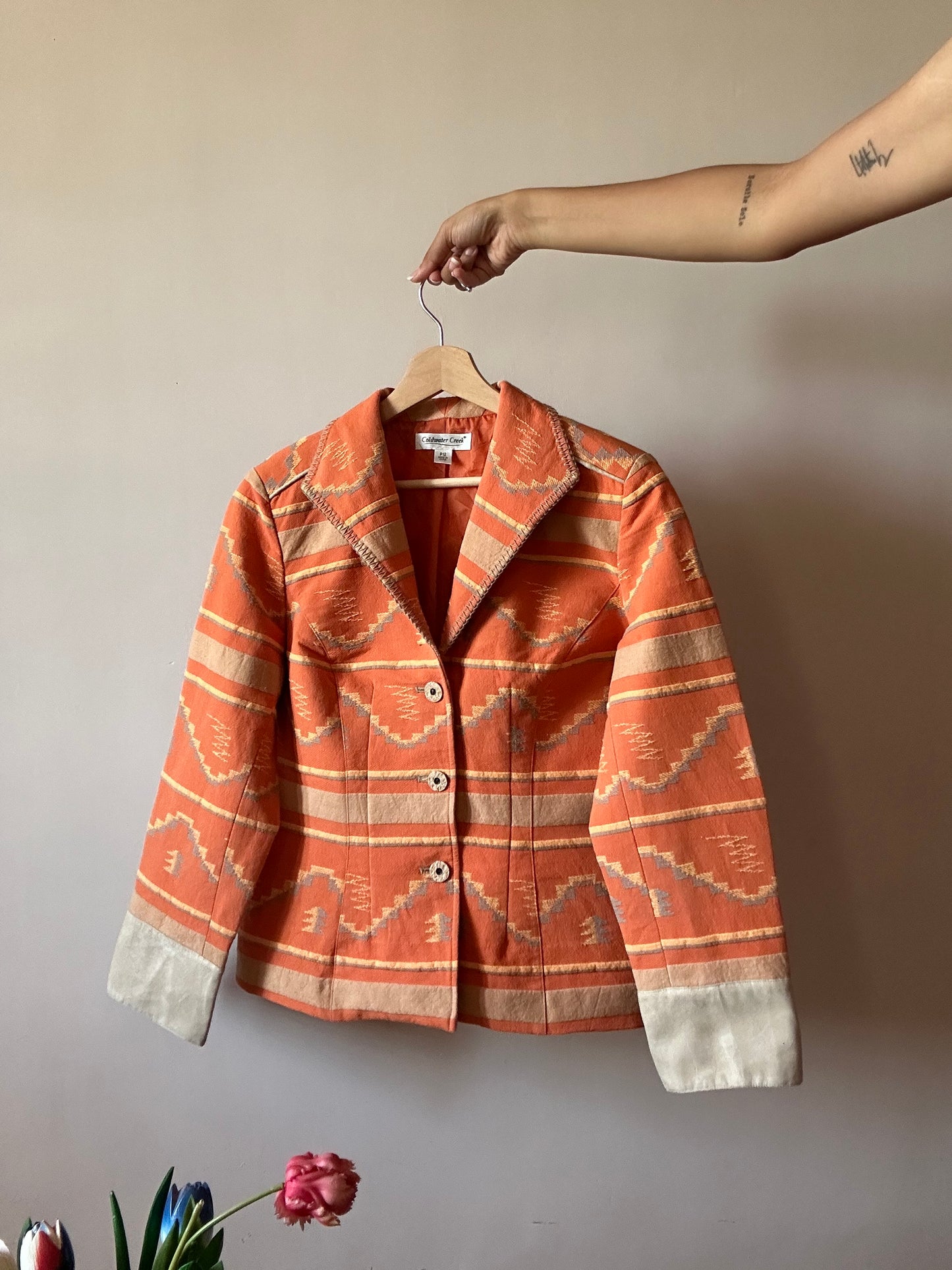 Coldwater Creek Embroidered And Weaved Blazer