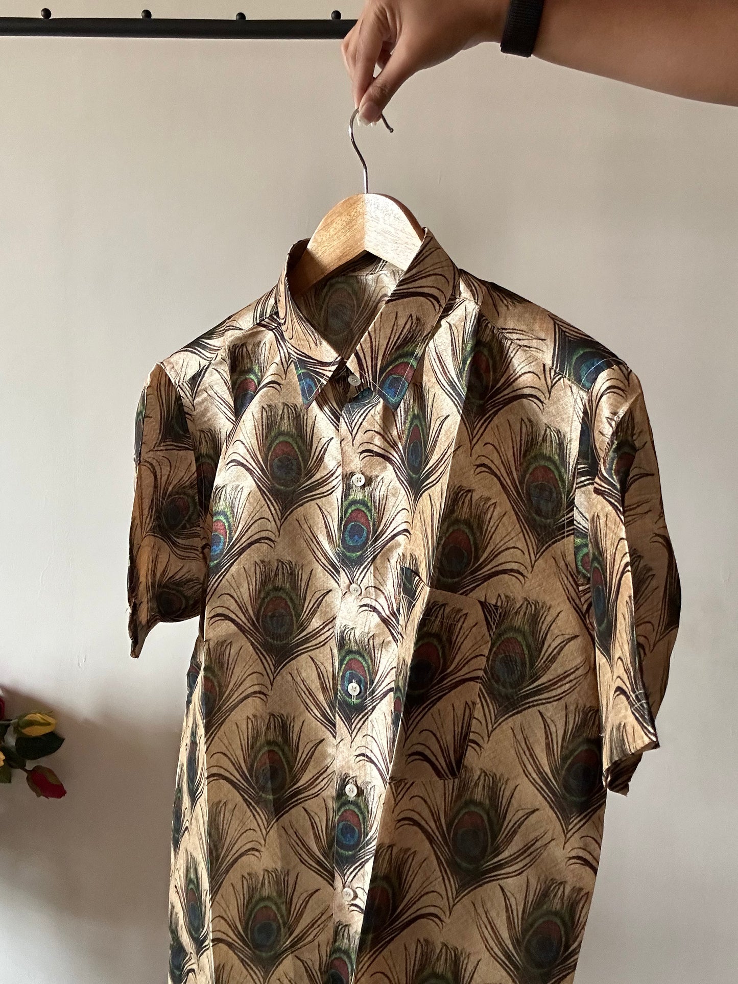 Peacock Feather Tussar Silk Shirt