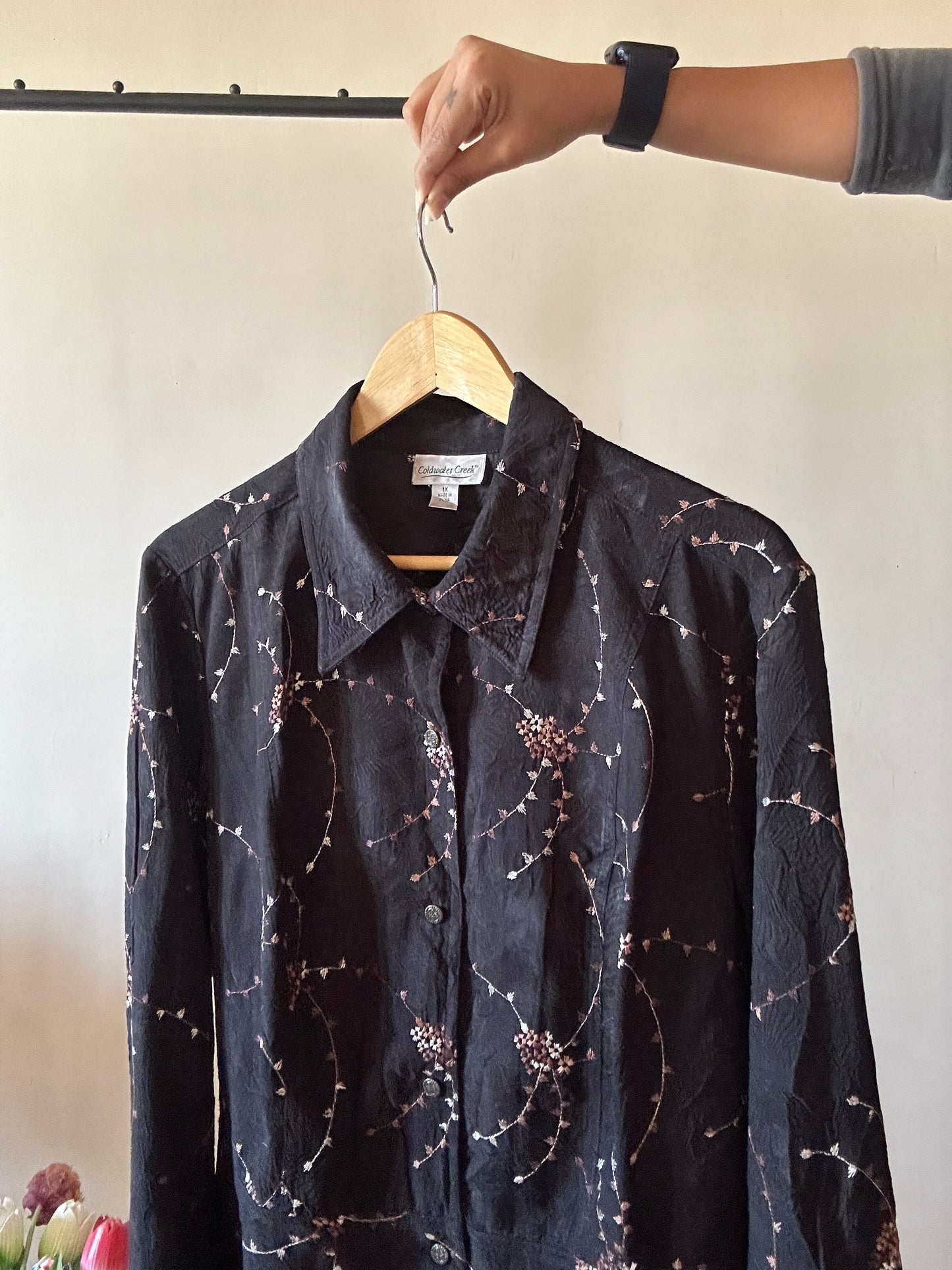 Vintage Suede Coldwater Creek Embroidered Shirt