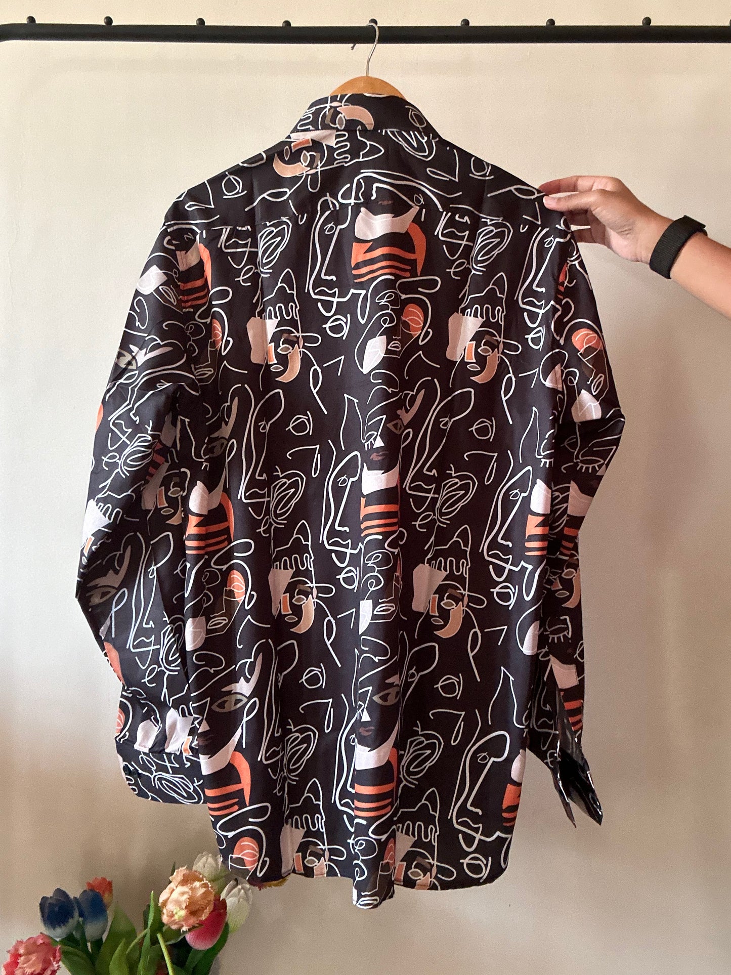 Artsy Line Art Satin Shirt