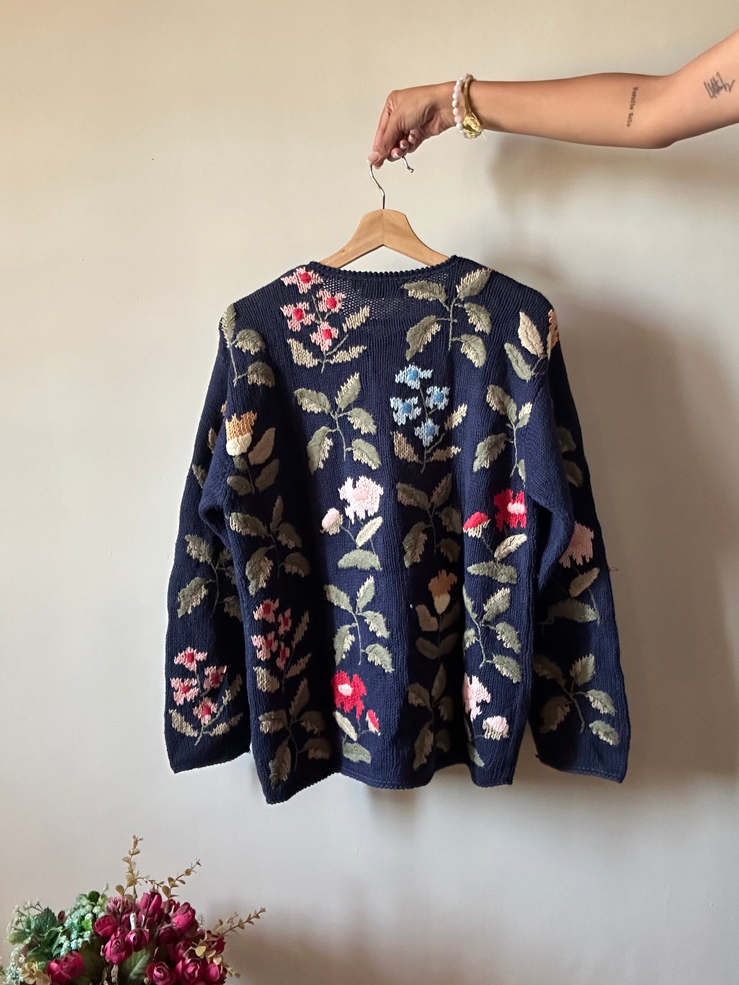 Blue Note Vintage Floral Knit Cardigan