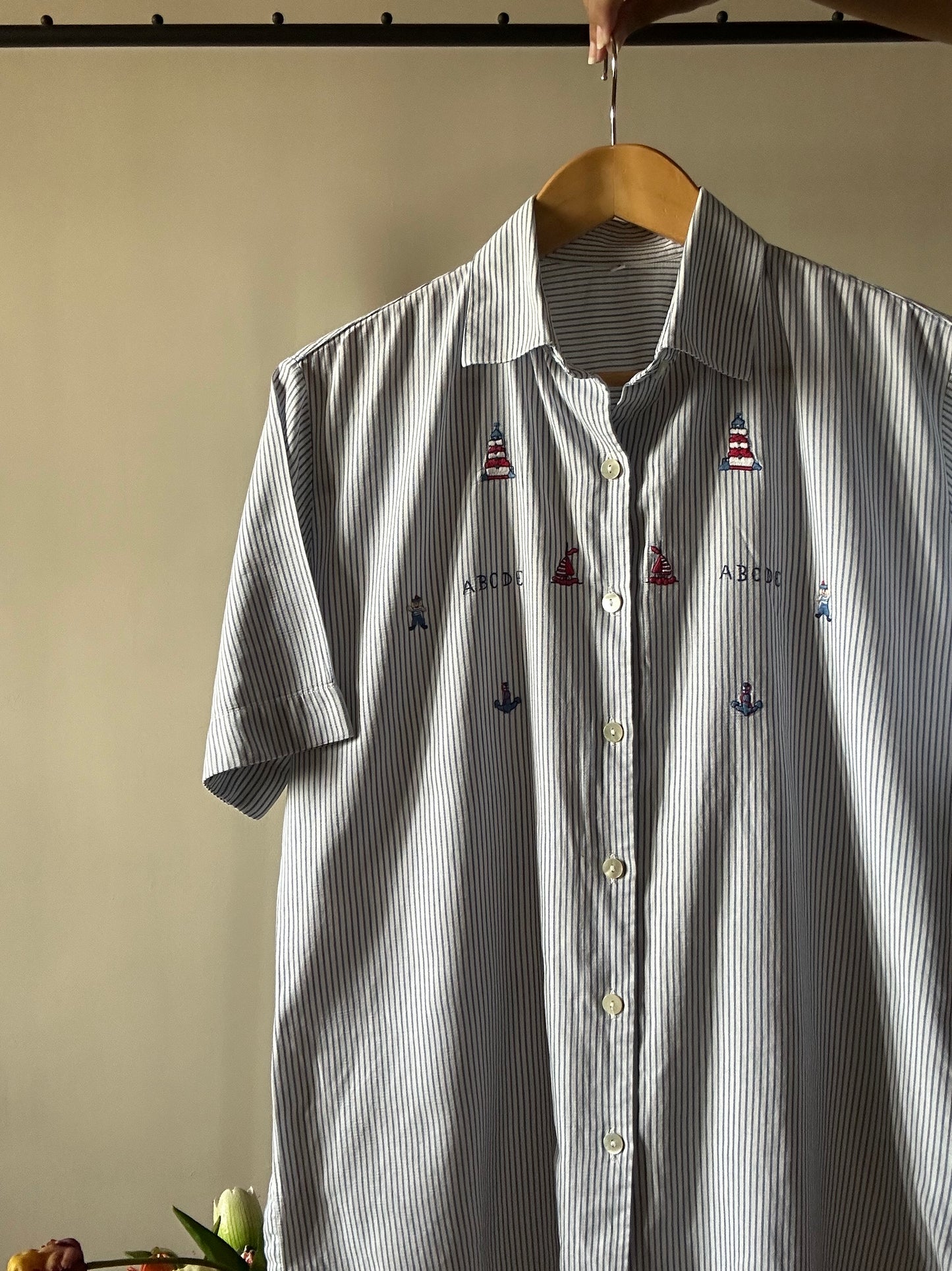 Vintage Striped Embroidered Shirt