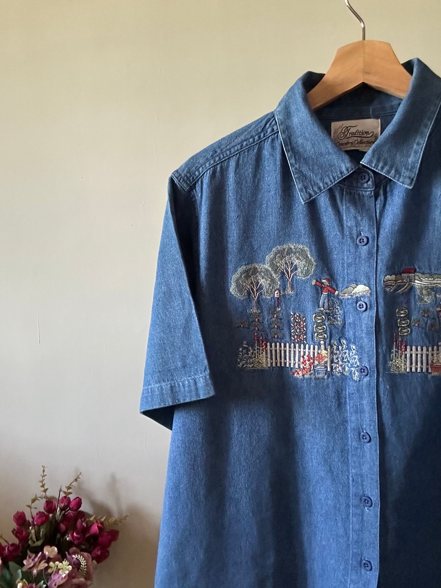 Tradition Vintage Denim Village Embroidered Shirt