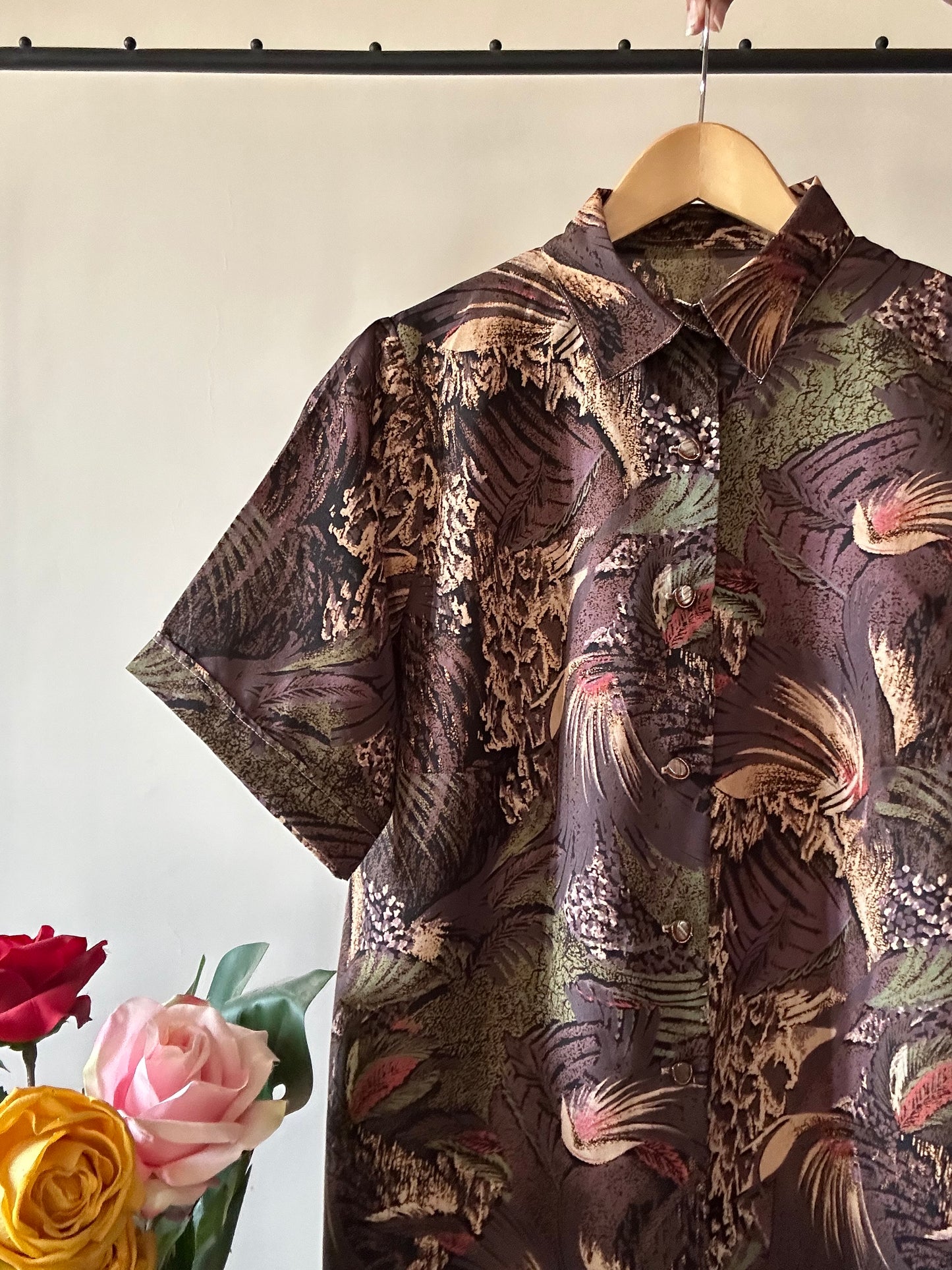 Vintage Jungle Abstract Print Shirt