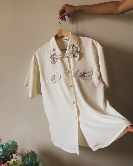 Jiayumei Vintage Embroidered Shirt