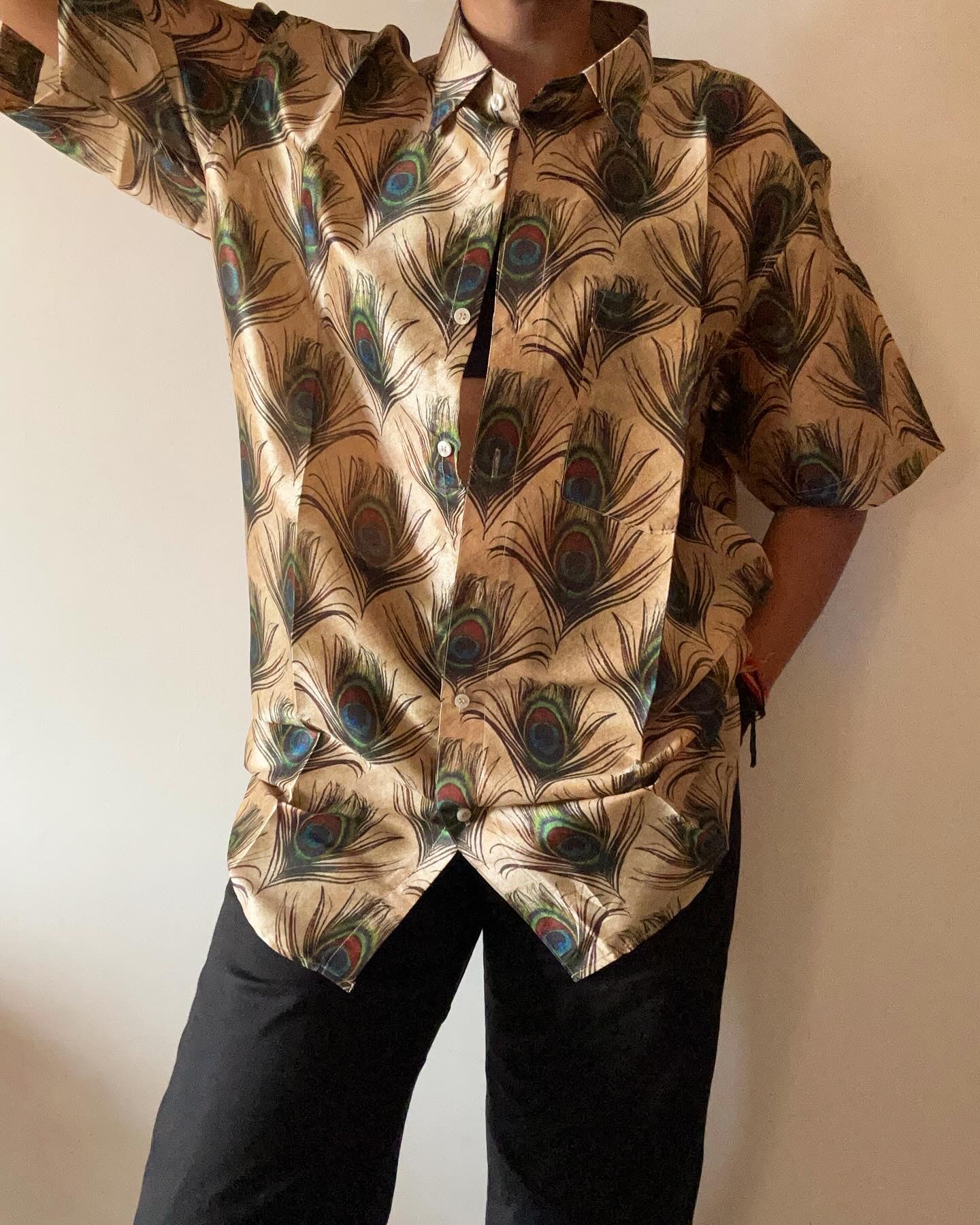 Peacock Feather Tussar Silk Shirt