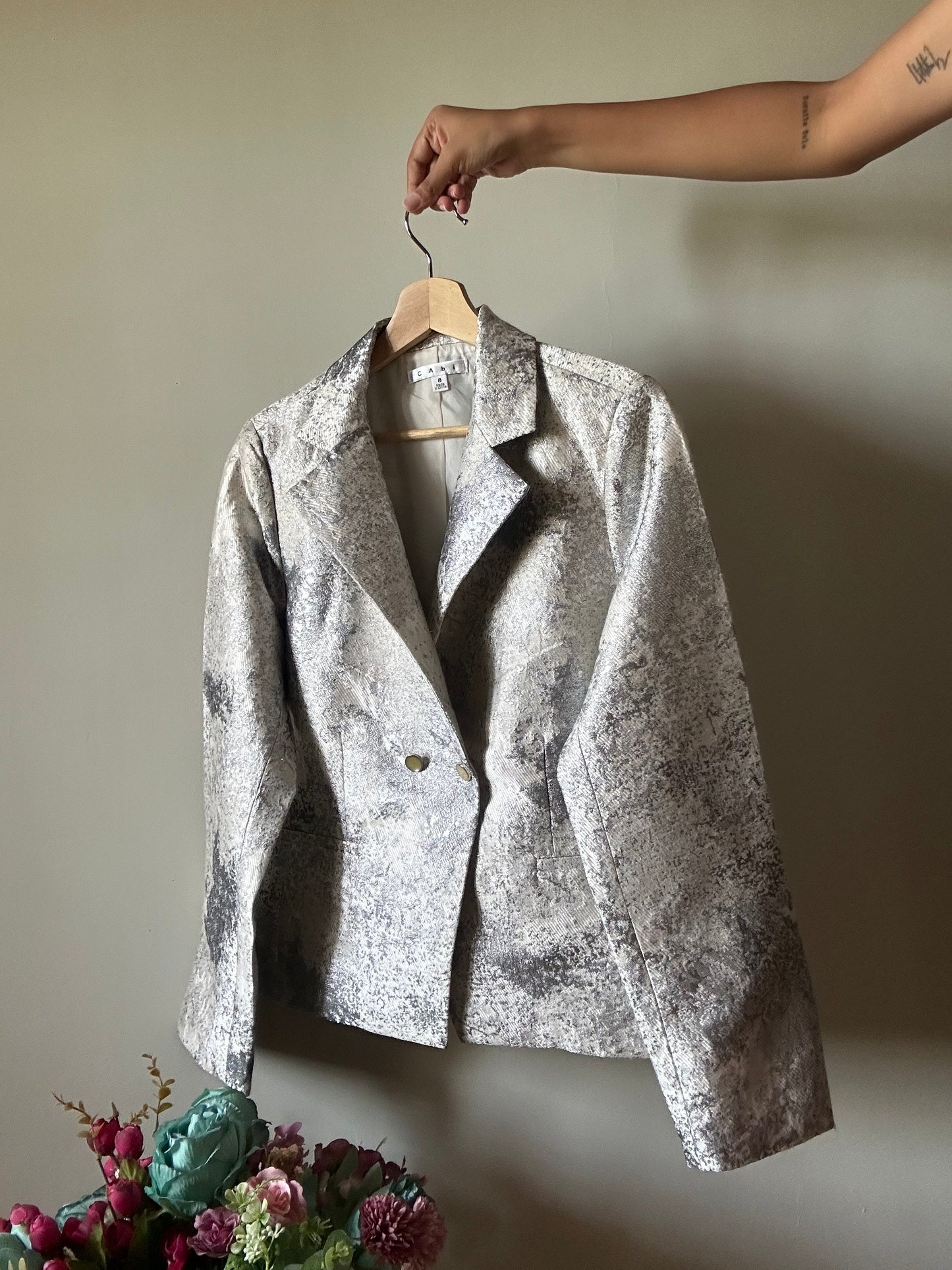 Cabi Vintage Blazer With Silver Weave