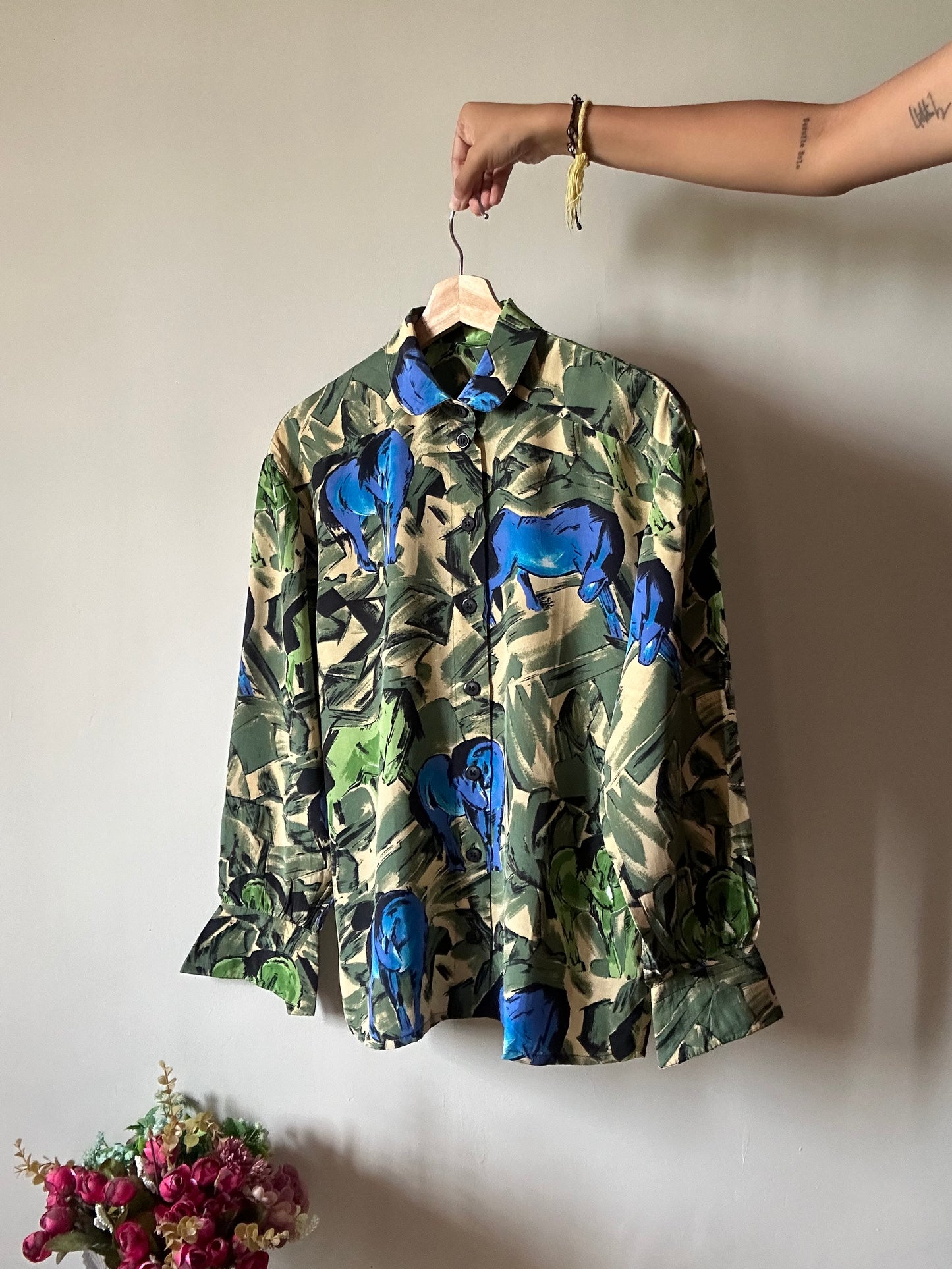 Vintage Abstract Pure Silk Shirt