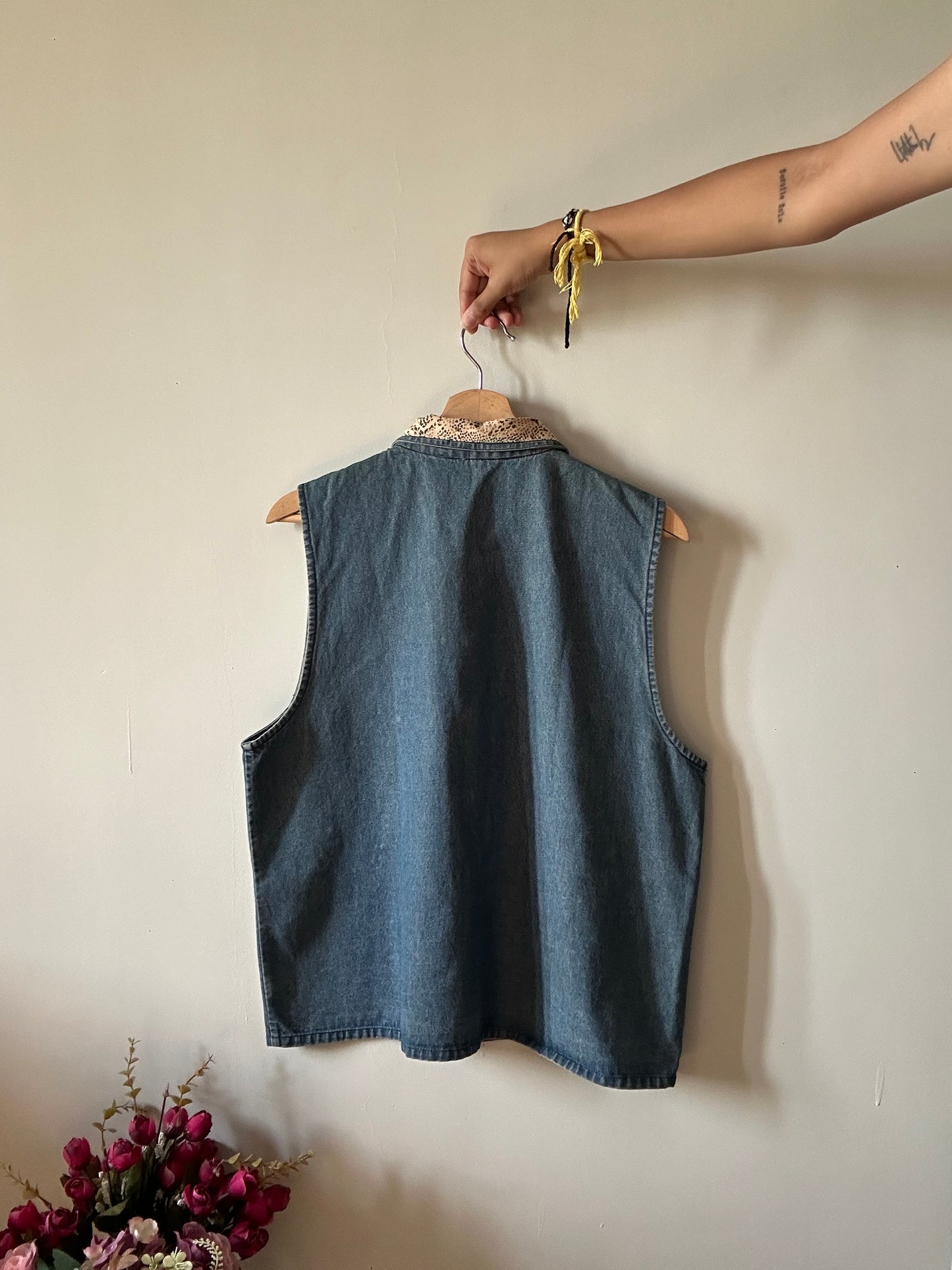 Vintage TanTrums Giraffe Patchwork and Breaded Denim Vest