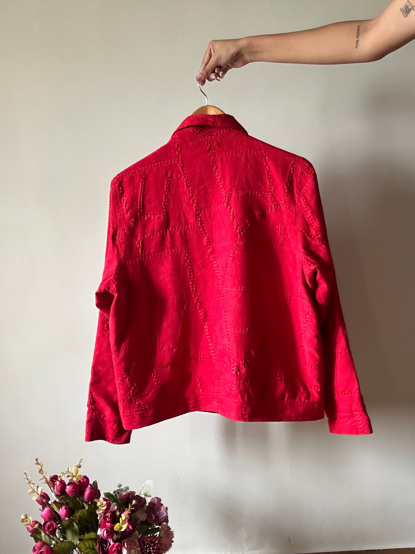 Christopher & Banks Vintage Red Embroidered Shirt