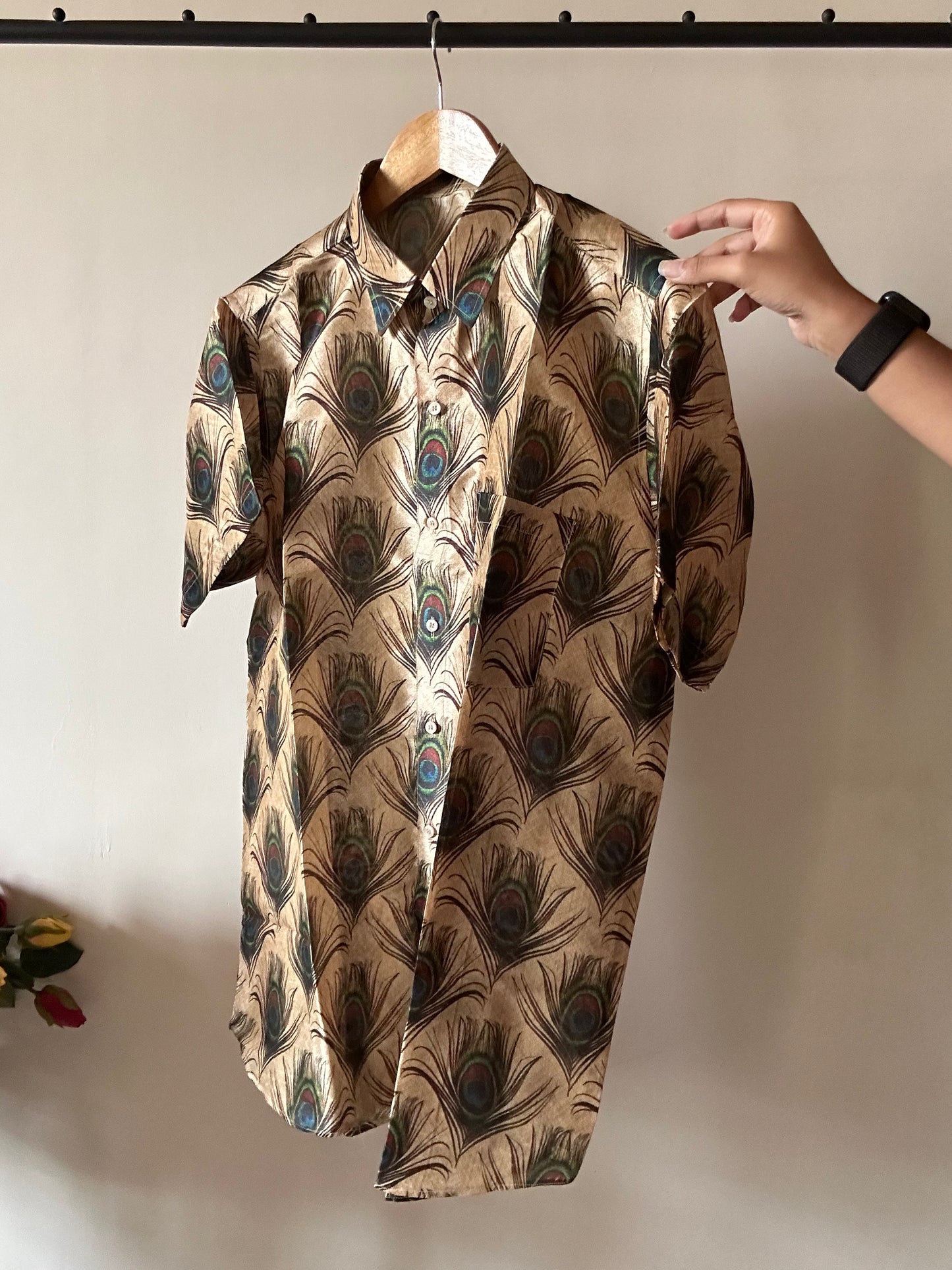 Peacock Feather Tussar Silk Shirt