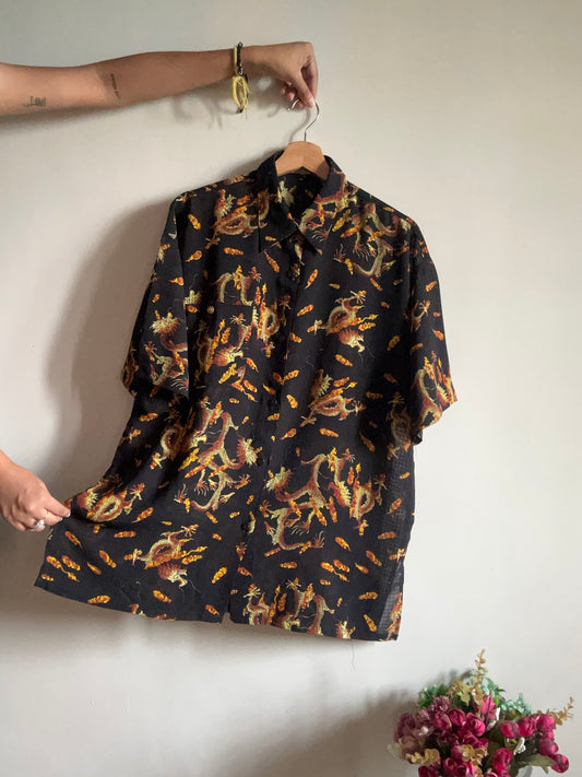 Fashion Studios Vintage Dragon Print Shirt