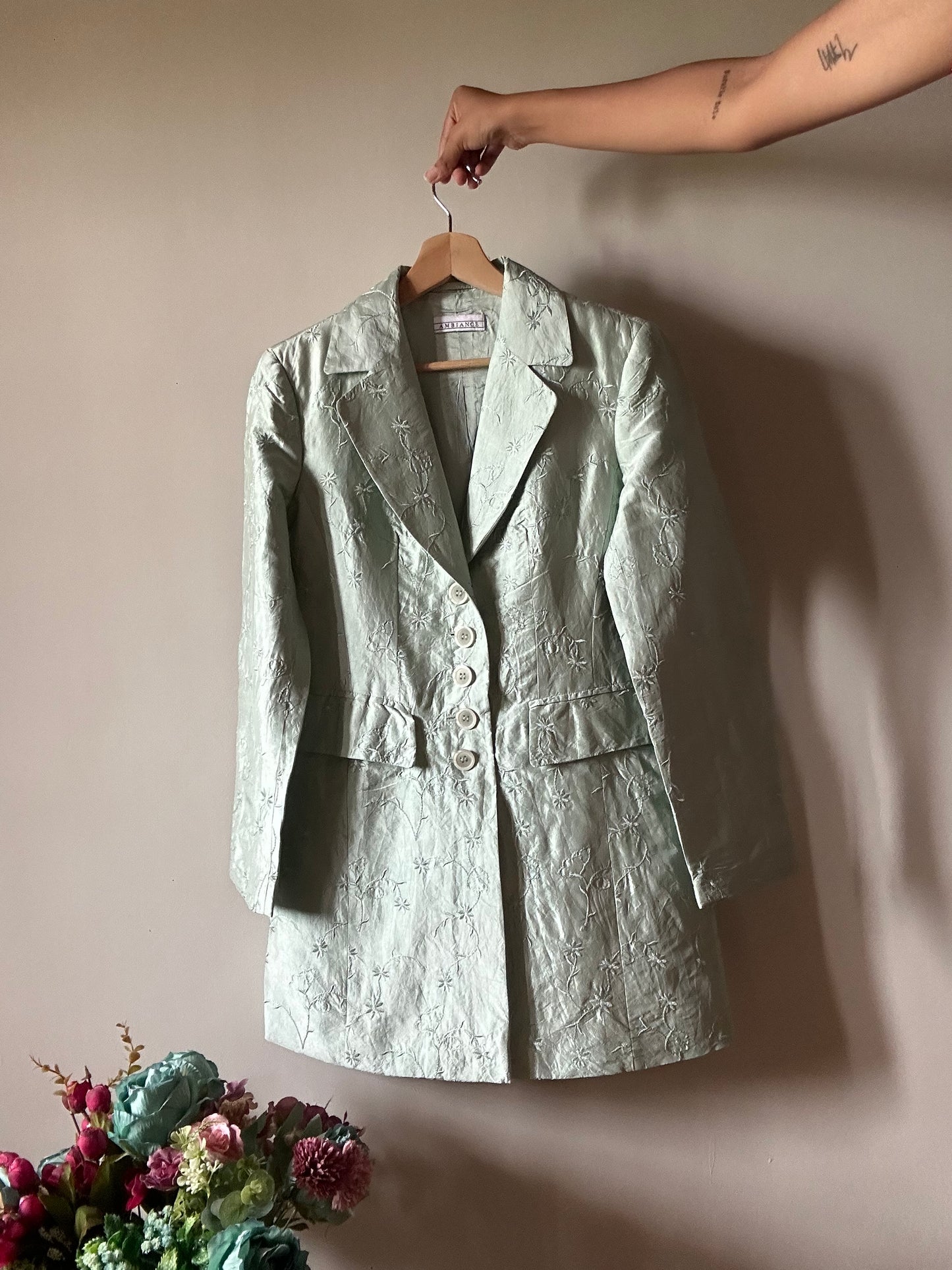 Ambiance Vintage Floral All Embroidered Jacket