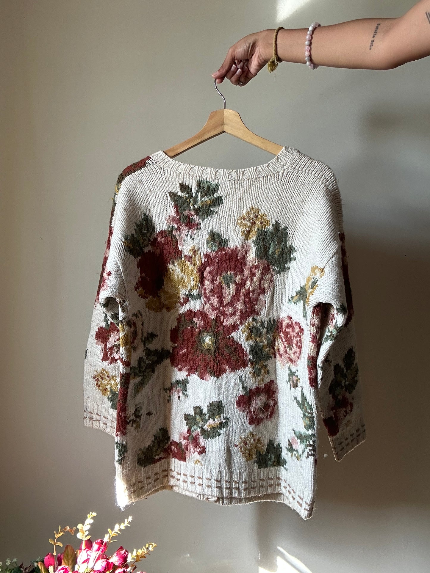 Giorgio Kauter Vintage Hand Knit Floral Cardigan