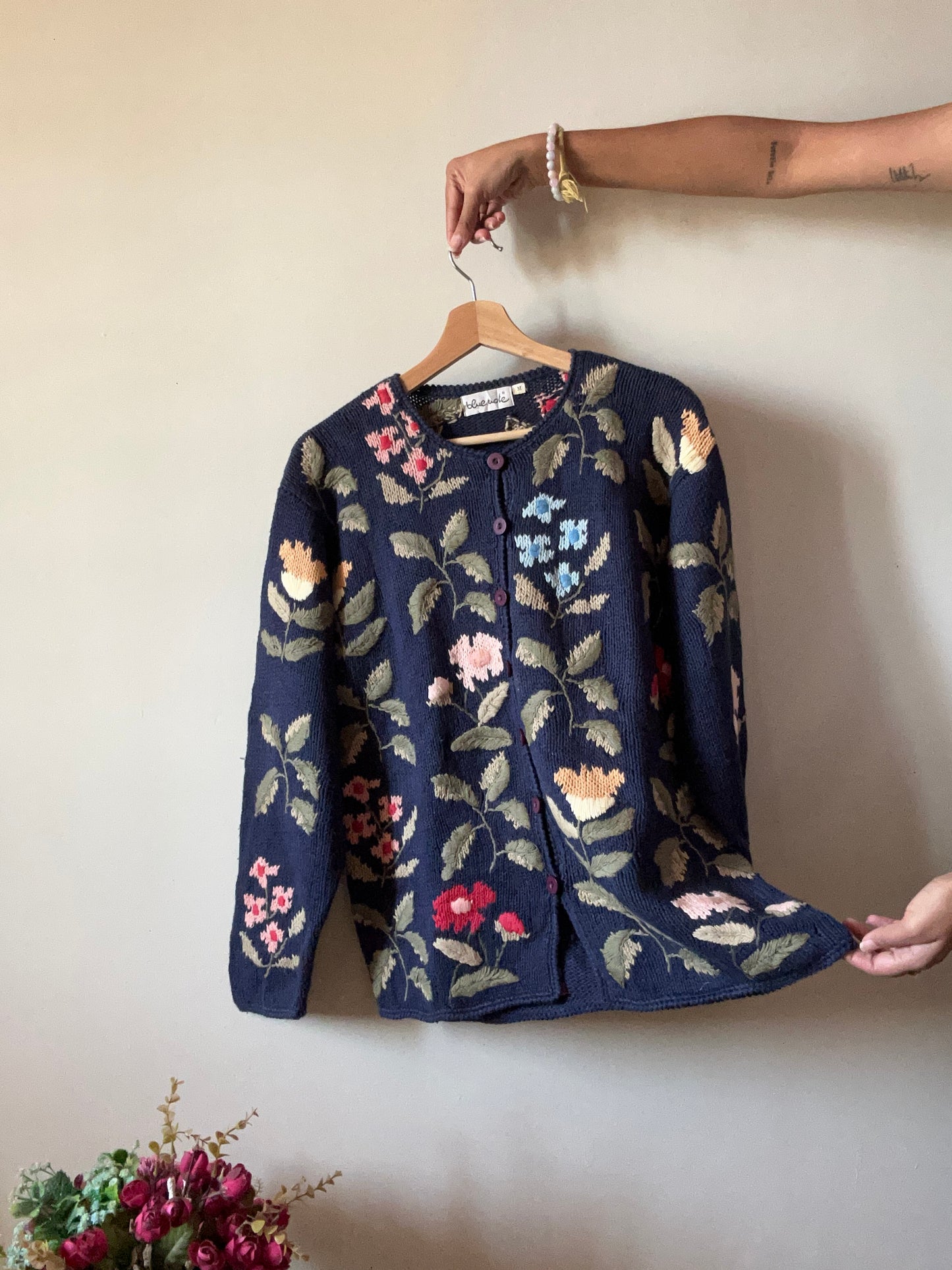 Blue Note Vintage Floral Knit Cardigan