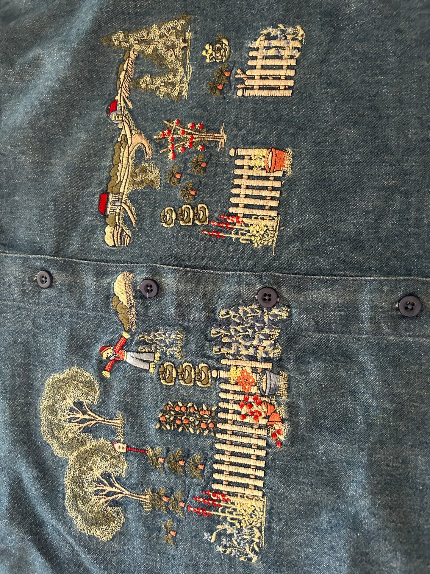 Tradition Vintage Denim Village Embroidered Shirt