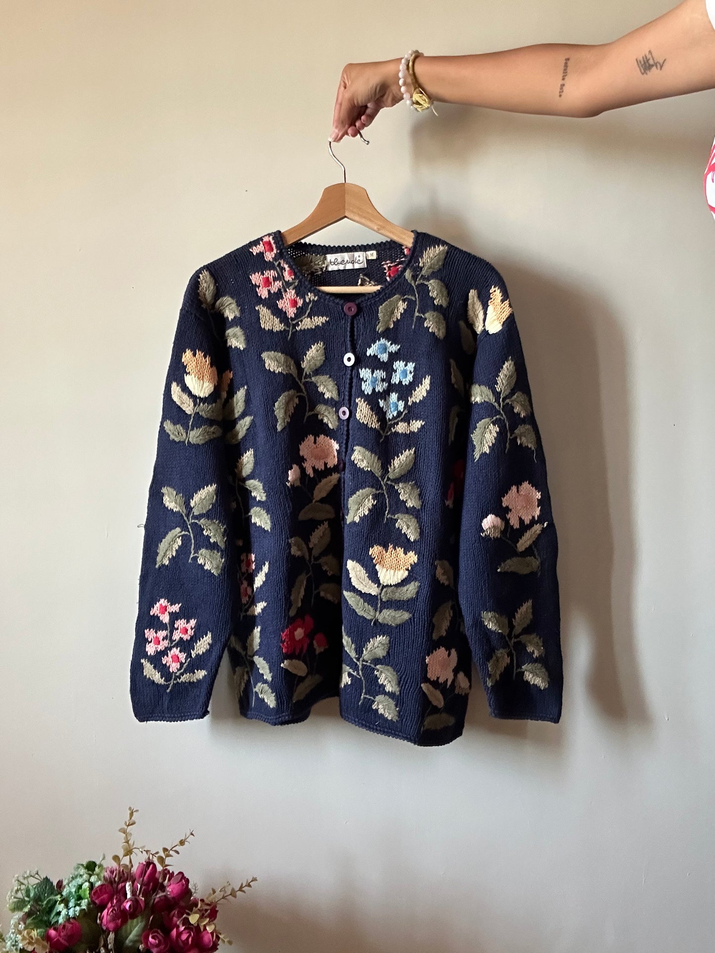 Blue Note Vintage Floral Knit Cardigan