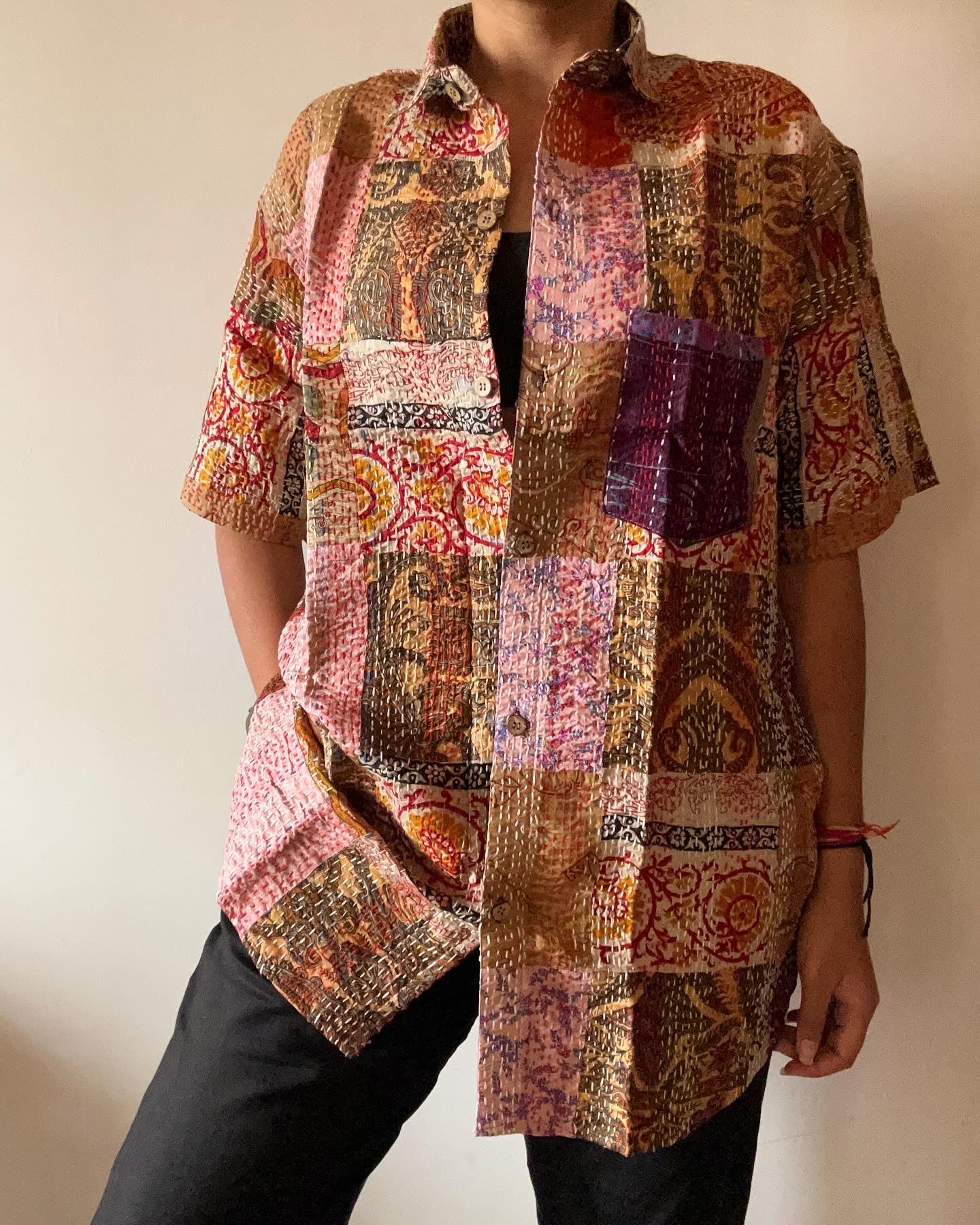 Paradise Patch Work Kantha Embroidery Shirt