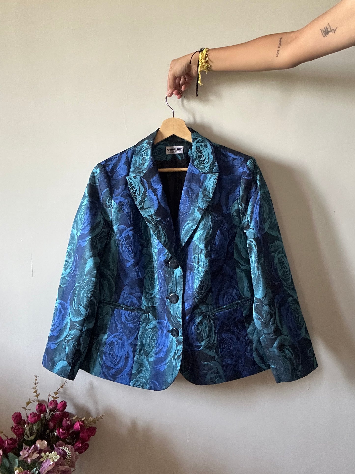 Come On Vintage Rose Multi Print and Textured Blazer