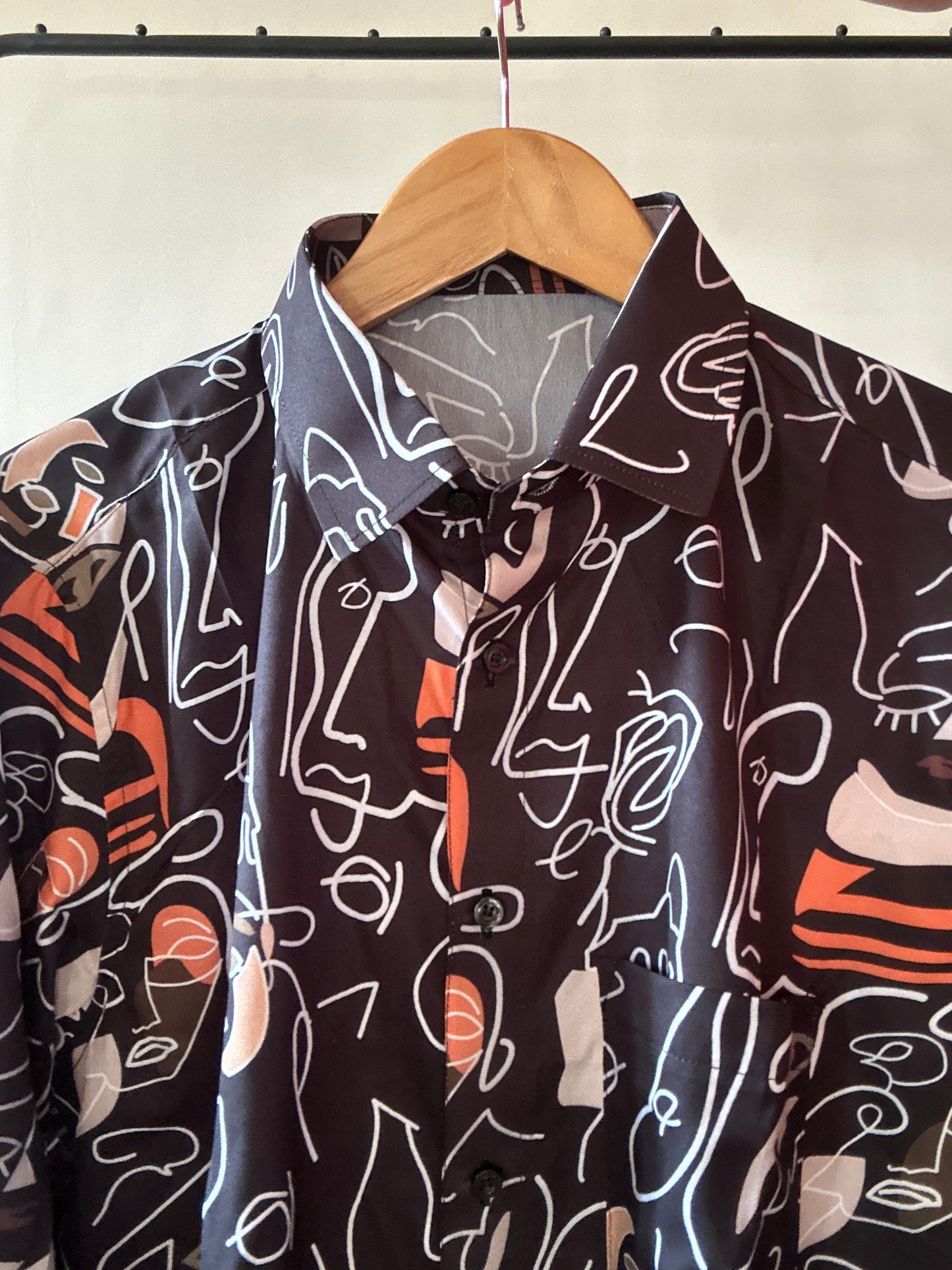 Artsy Line Art Satin Shirt