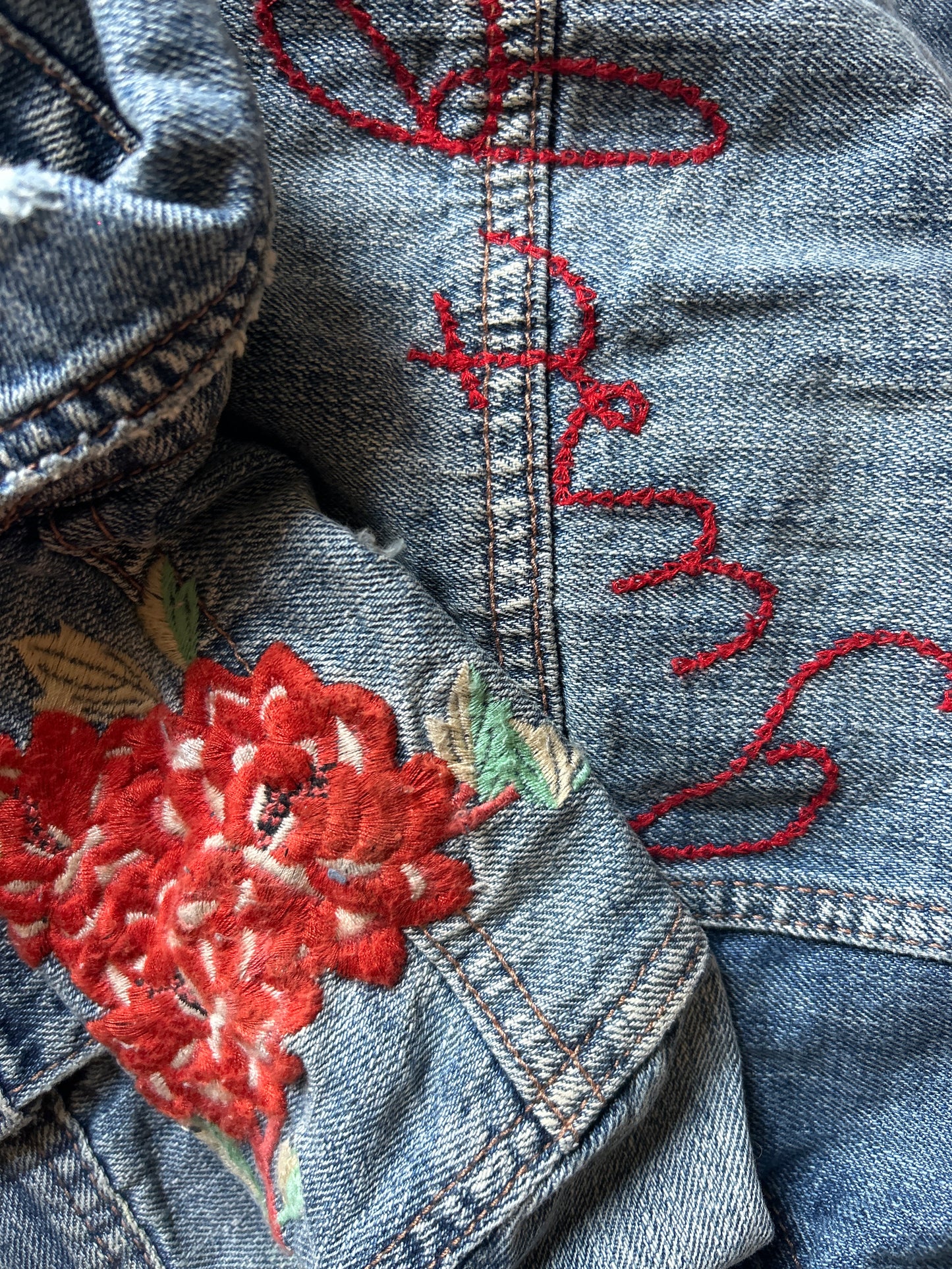 American Eagle Rugged Denim Jacket With Embroidery