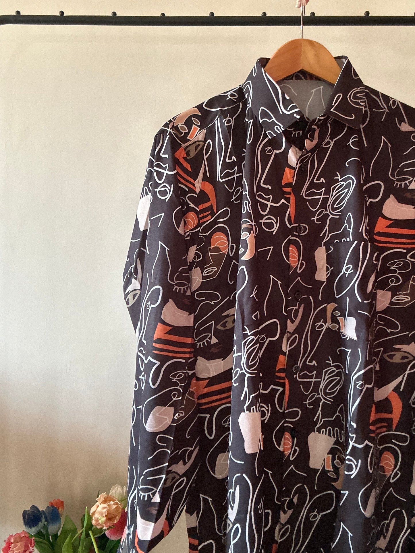 Artsy Line Art Satin Shirt