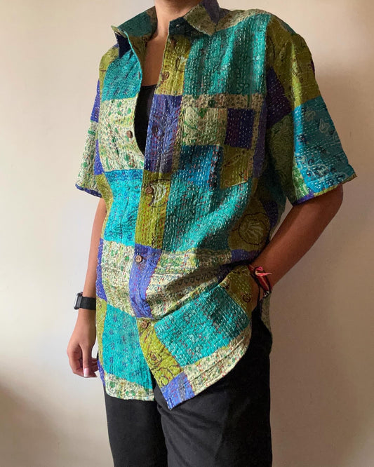 The Earth Patch Work Kantha Embroidery Shirt