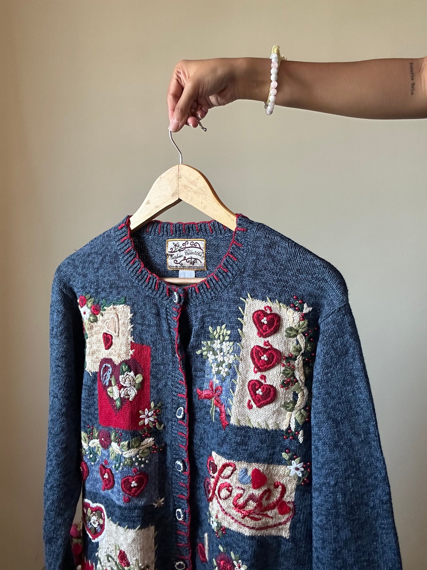 Vintage Heirloom Collectibles All Embroidered and Beaded Cardigan