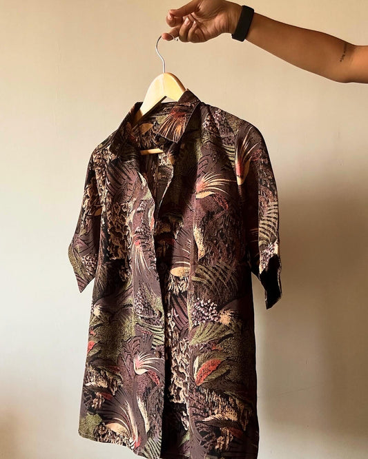 Vintage Jungle Abstract Print Shirt