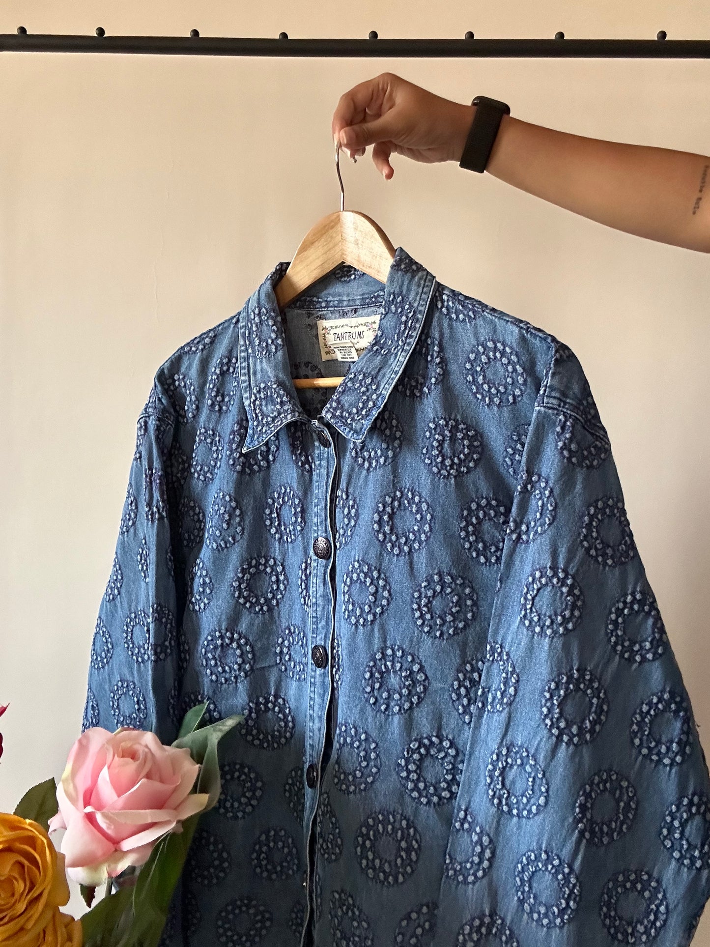 Tantrums Vintage Embroidery Denim Shaket