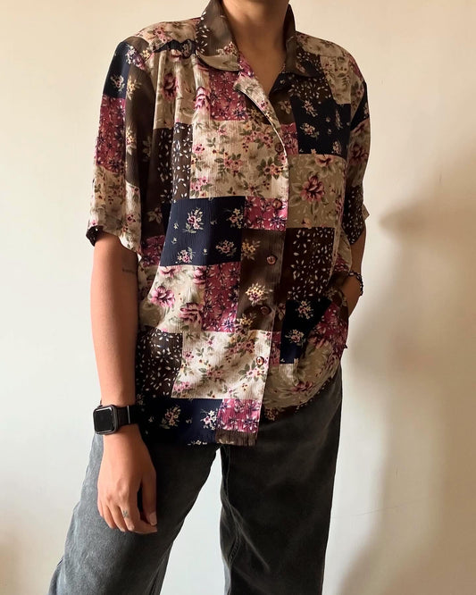 Vintage Floral Block Style Print Shirt