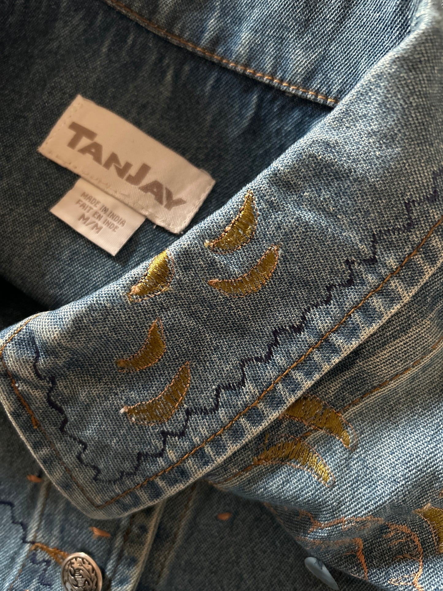 Vintage Tanjay Embroidered And Patchwork Detail Denim Jacket