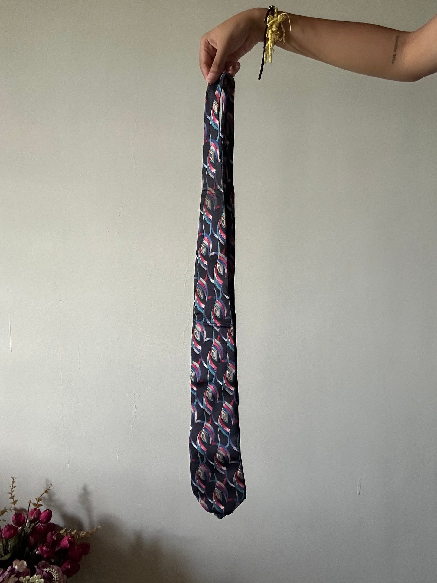 Damon Peacock Feather Inspired Print Vintage Tie