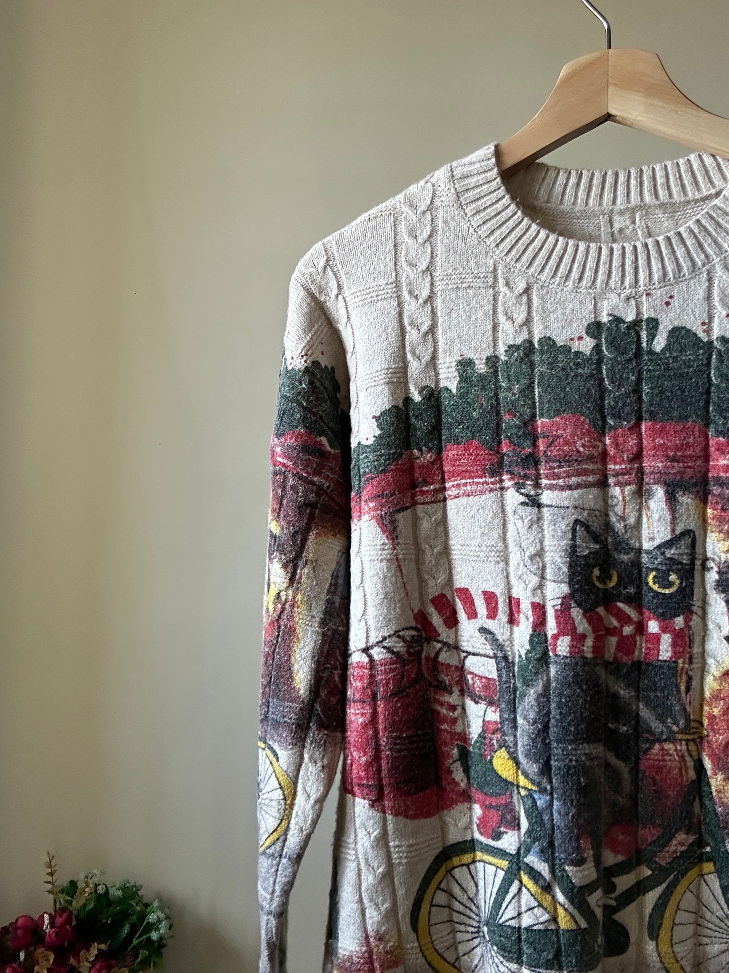 Vintage Cat on a Bicycle Pullover