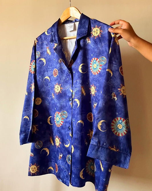 Vintage Sun Moon Inspired Print Shirt