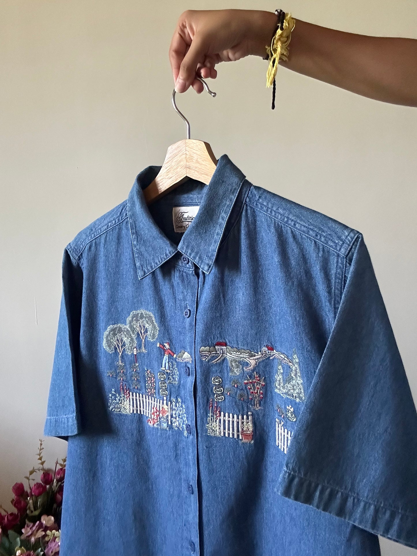 Tradition Vintage Denim Village Embroidered Shirt