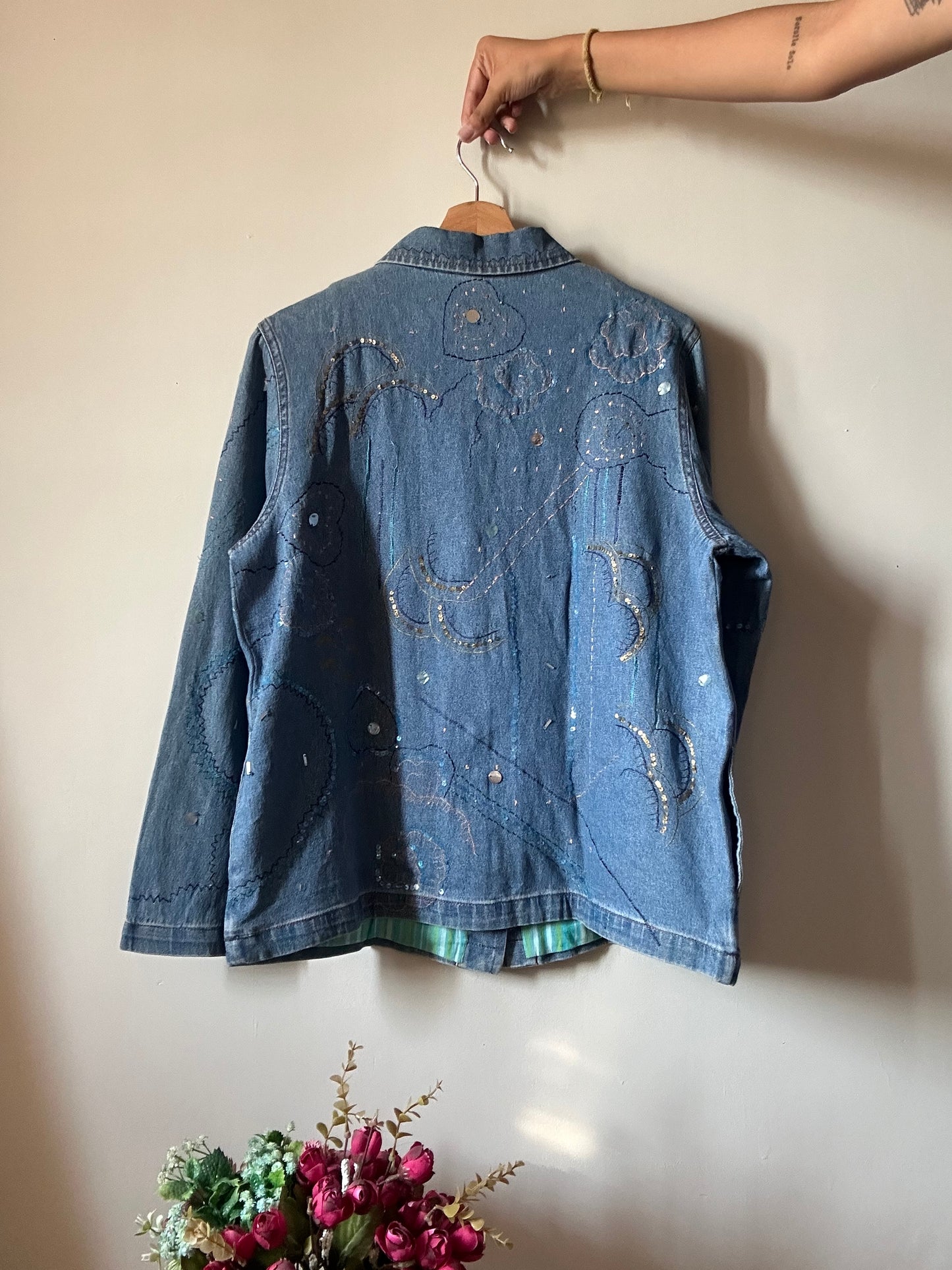 Vintage Tanjay Embroidered And Patchwork Detail Denim Jacket