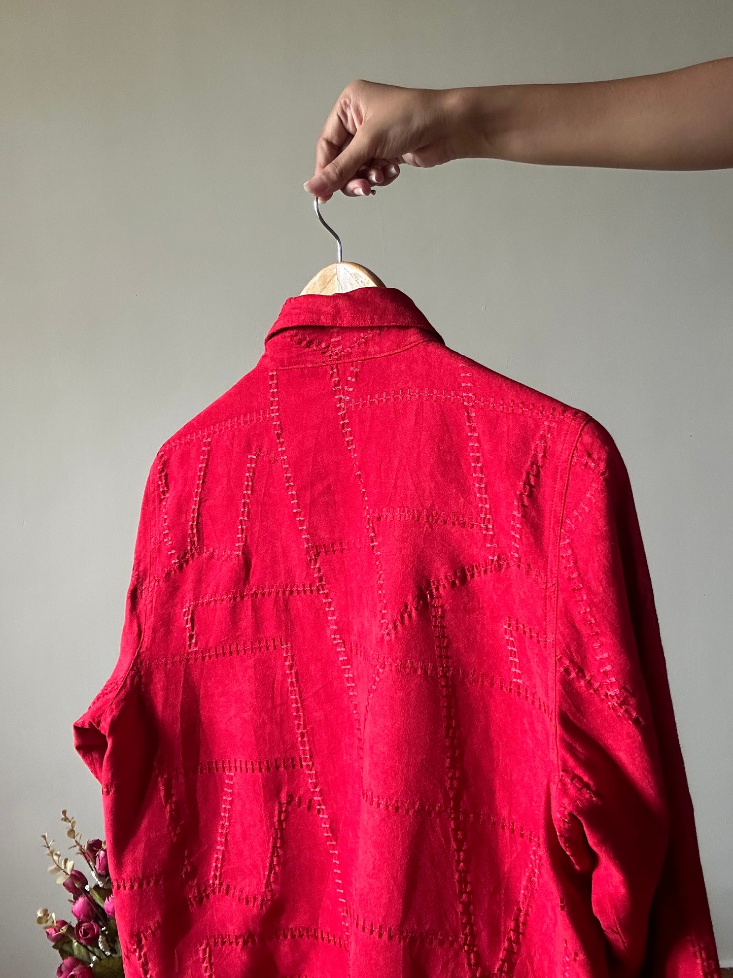 Christopher & Banks Vintage Red Embroidered Shirt