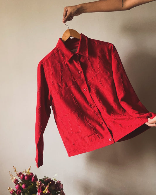 Christopher & Banks Vintage Red Embroidered Shirt