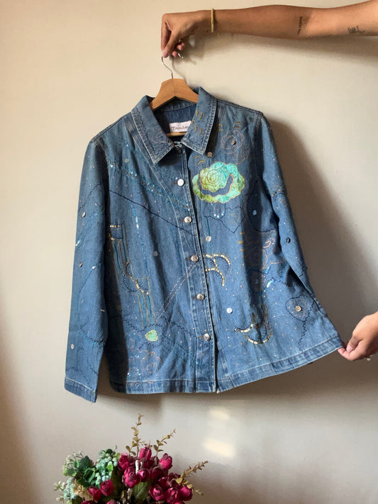 Vintage Tanjay Embroidered And Patchwork Detail Denim Jacket