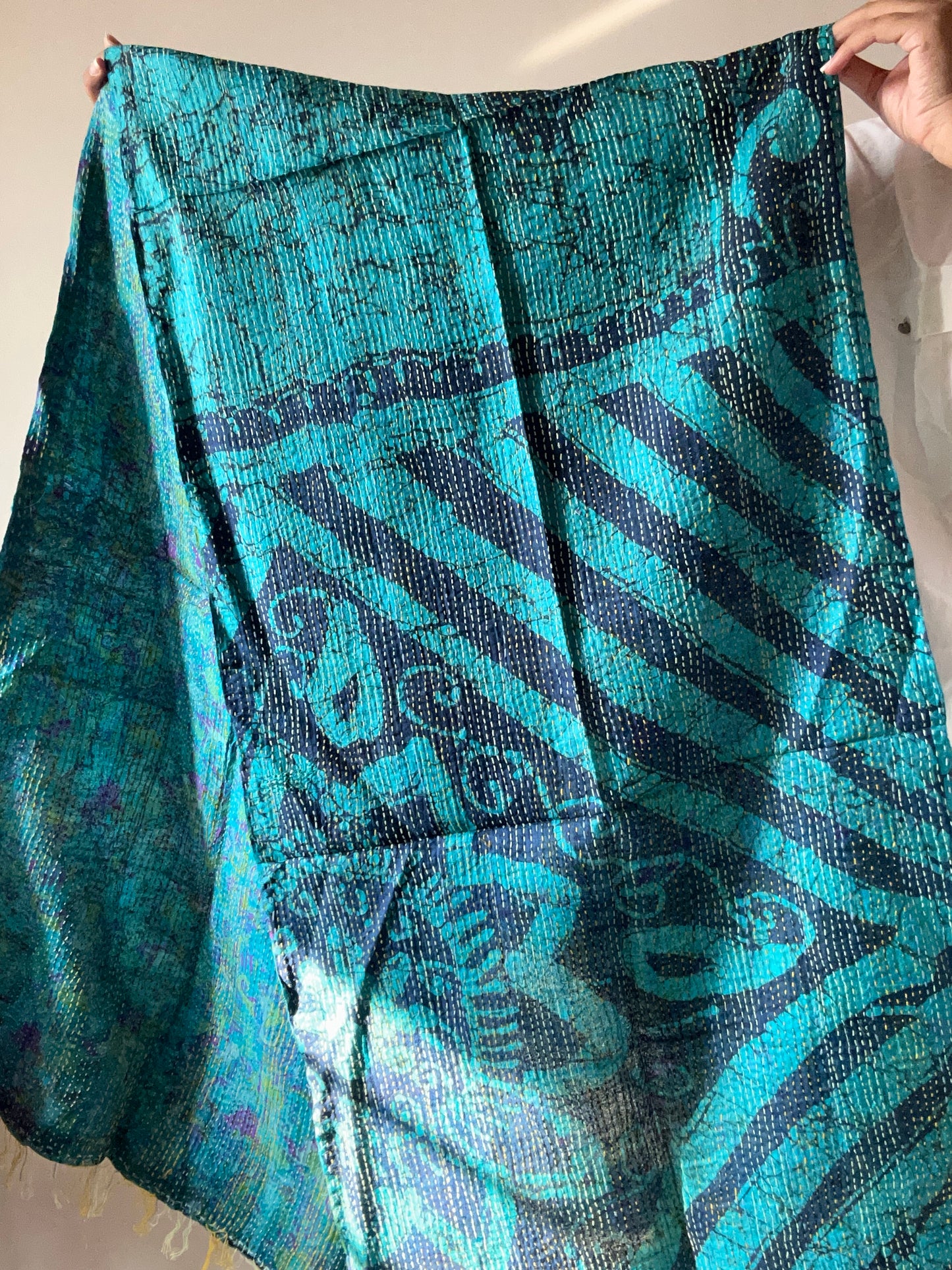 Blue Abstract Traditional Reversible Stole