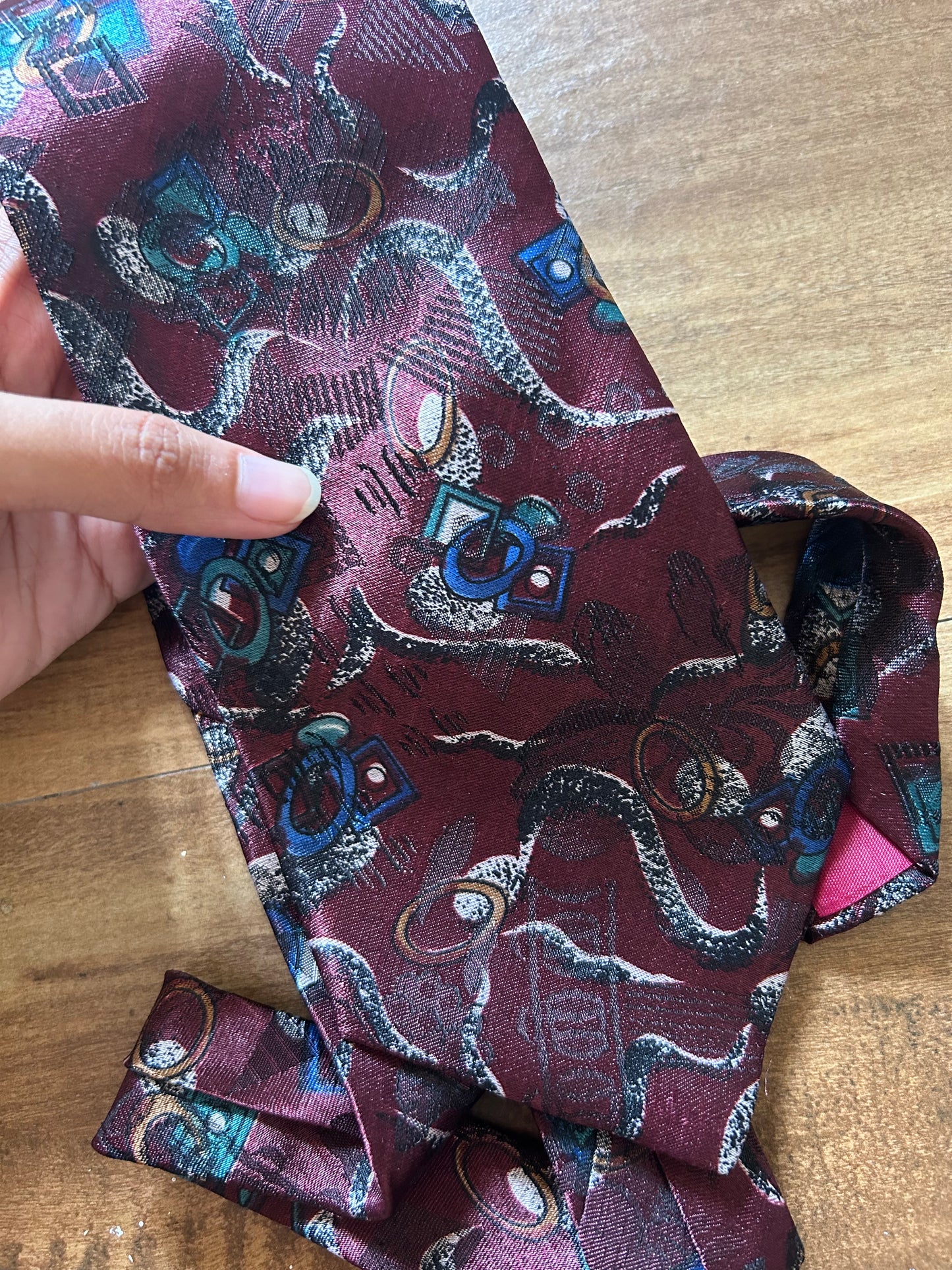 Lucarelli Vintage Abstract Print And Textured Tie