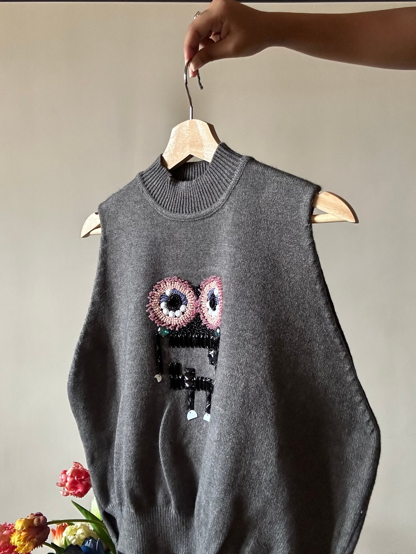 Embellished Robot Vintage Sweater Vest