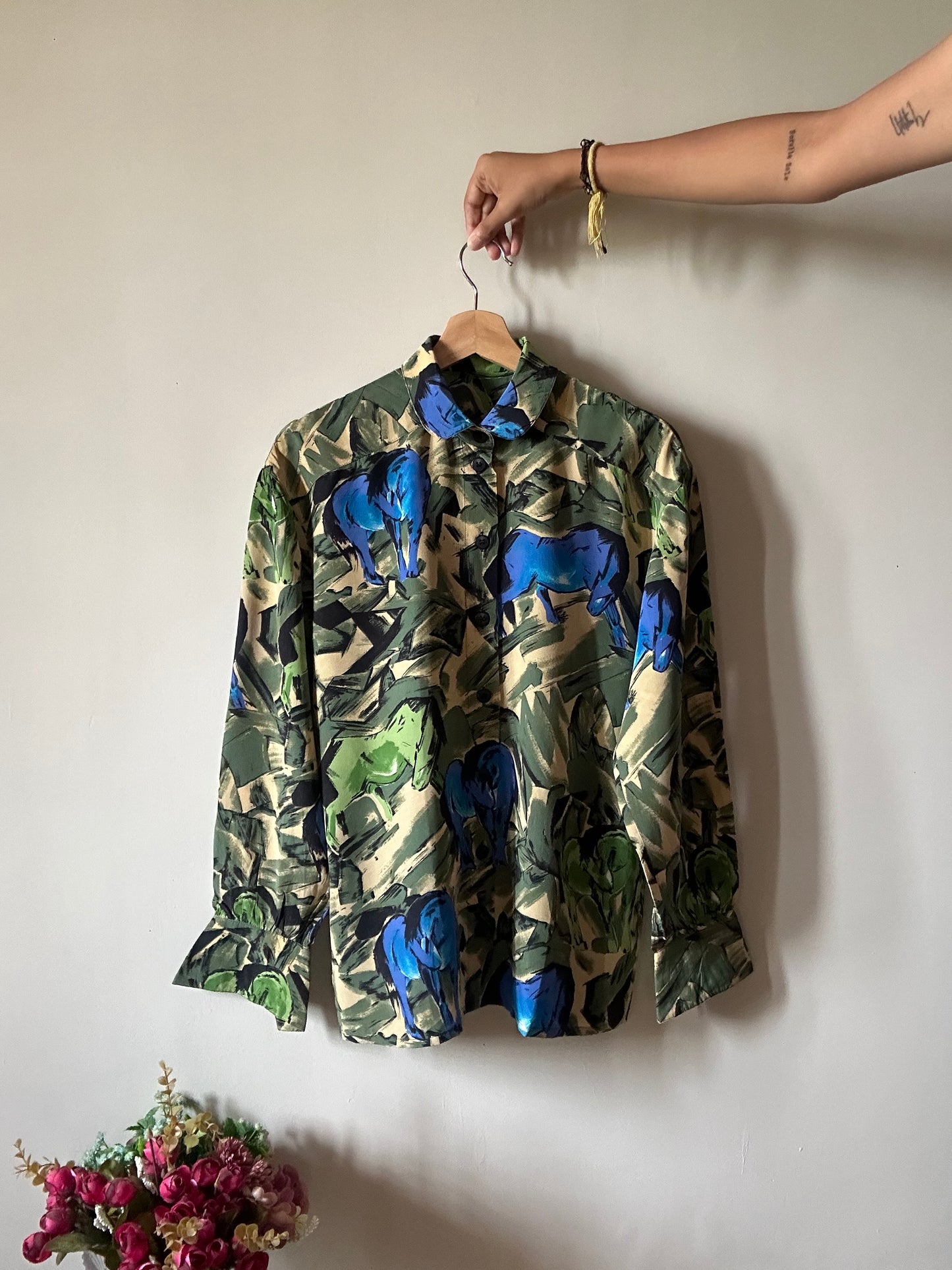 Vintage Abstract Pure Silk Shirt