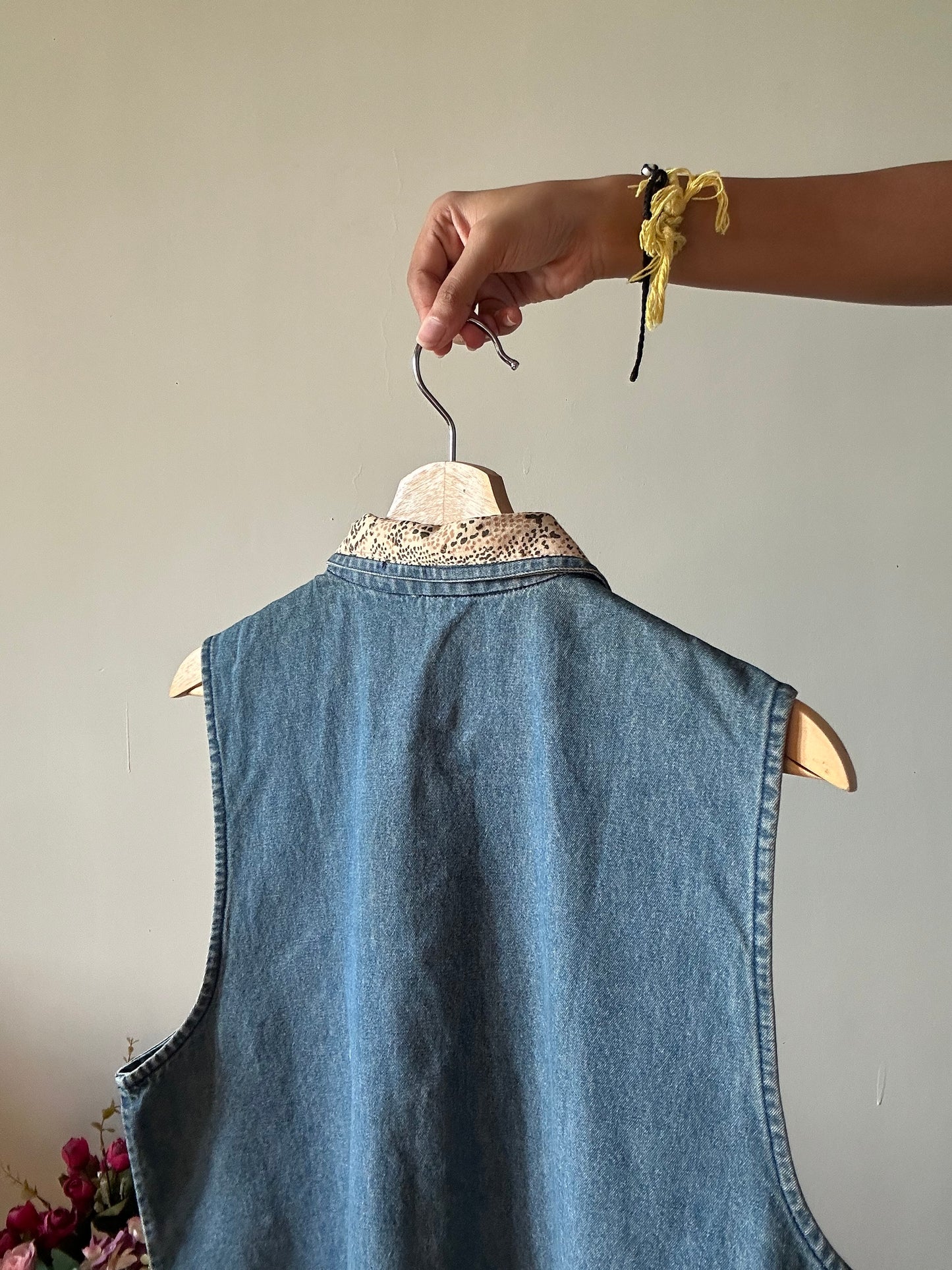 Vintage TanTrums Giraffe Patchwork and Breaded Denim Vest